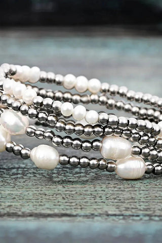 Pearl & Silver Bracelet | Swank Boutique
