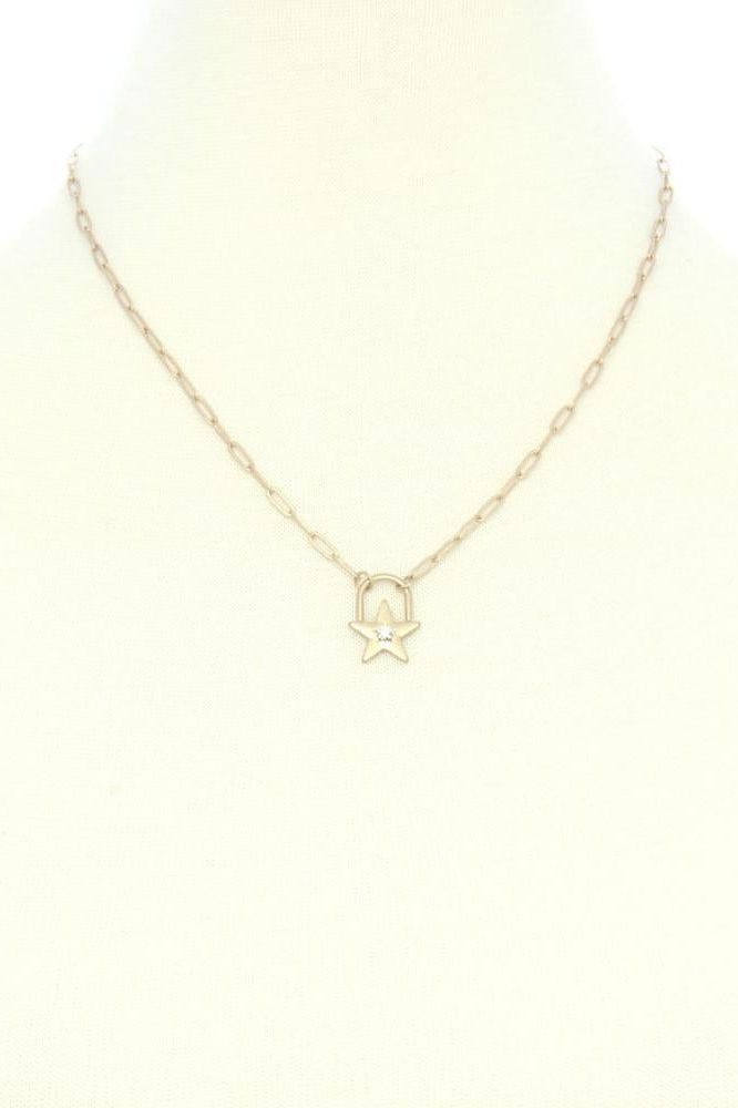 Dainty Star Charm Rhinestone Necklace | Swank Boutique