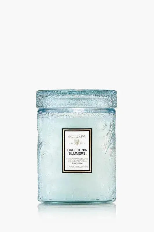Small Embossed Glass Jar Candle - California Summers | Swank Boutique