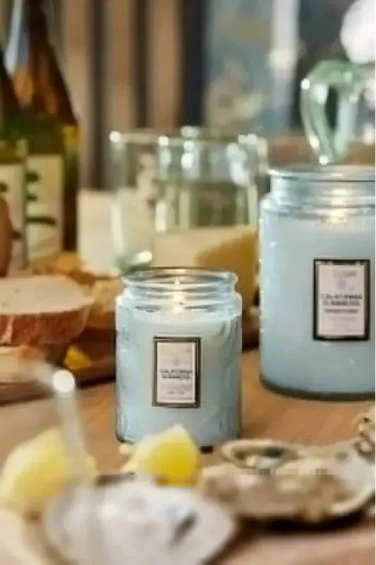 Small Embossed Glass Jar Candle - California Summers | Swank Boutique