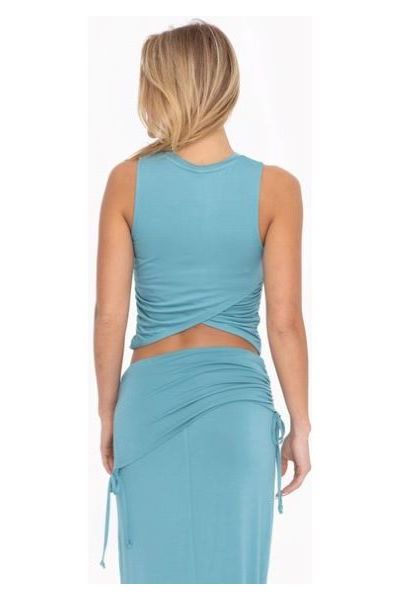 Overlay Back Tank Top Grey Teal | Swank Boutique