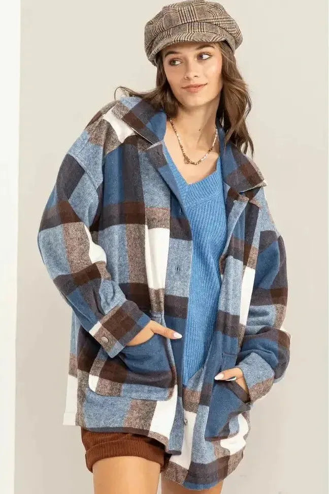 Fuzzy deals plaid jacket