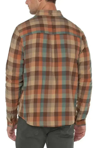 Woven Collard Shirt - Orange/Brown | Swank Boutique