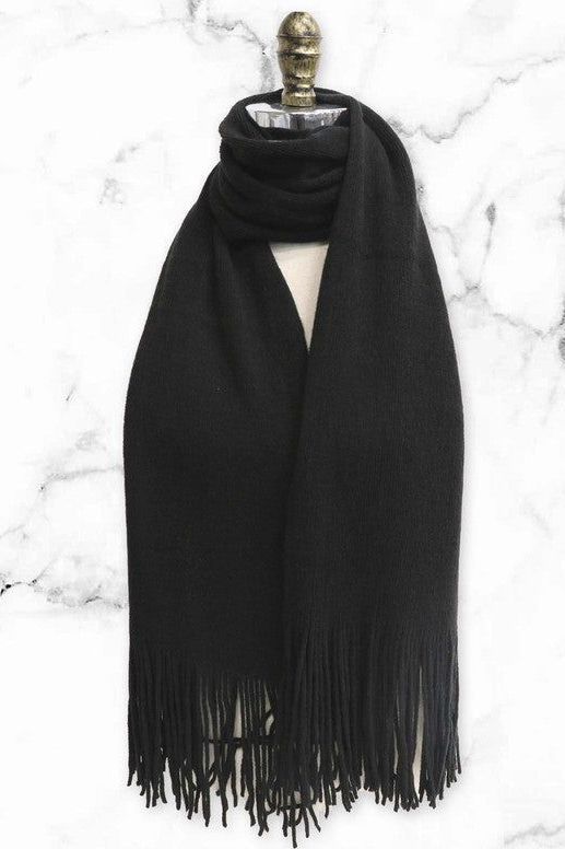 Solid Tassel Trim Scarf