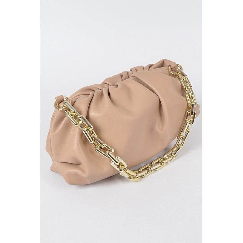 Ruched Rectangle Bag- Nude