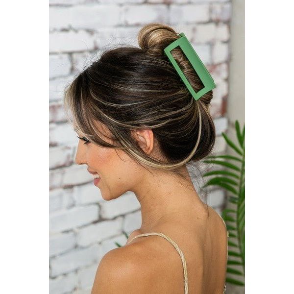 Rectangle Claw Clip- Light Green | Swank Boutique