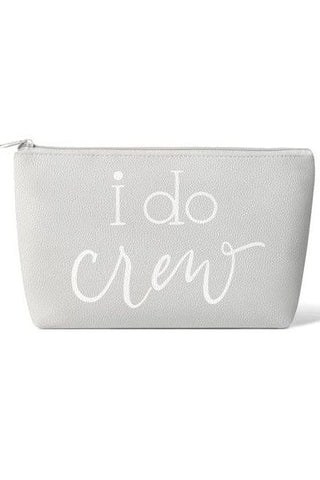 Grey I Do Crew Makeup Bag in Faux Leather | Swank Boutique