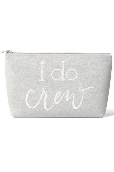 Grey I Do Crew Makeup Bag in Faux Leather