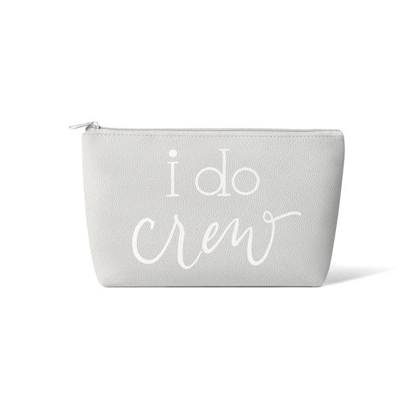 Grey I Do Crew Makeup Bag in Faux Leather