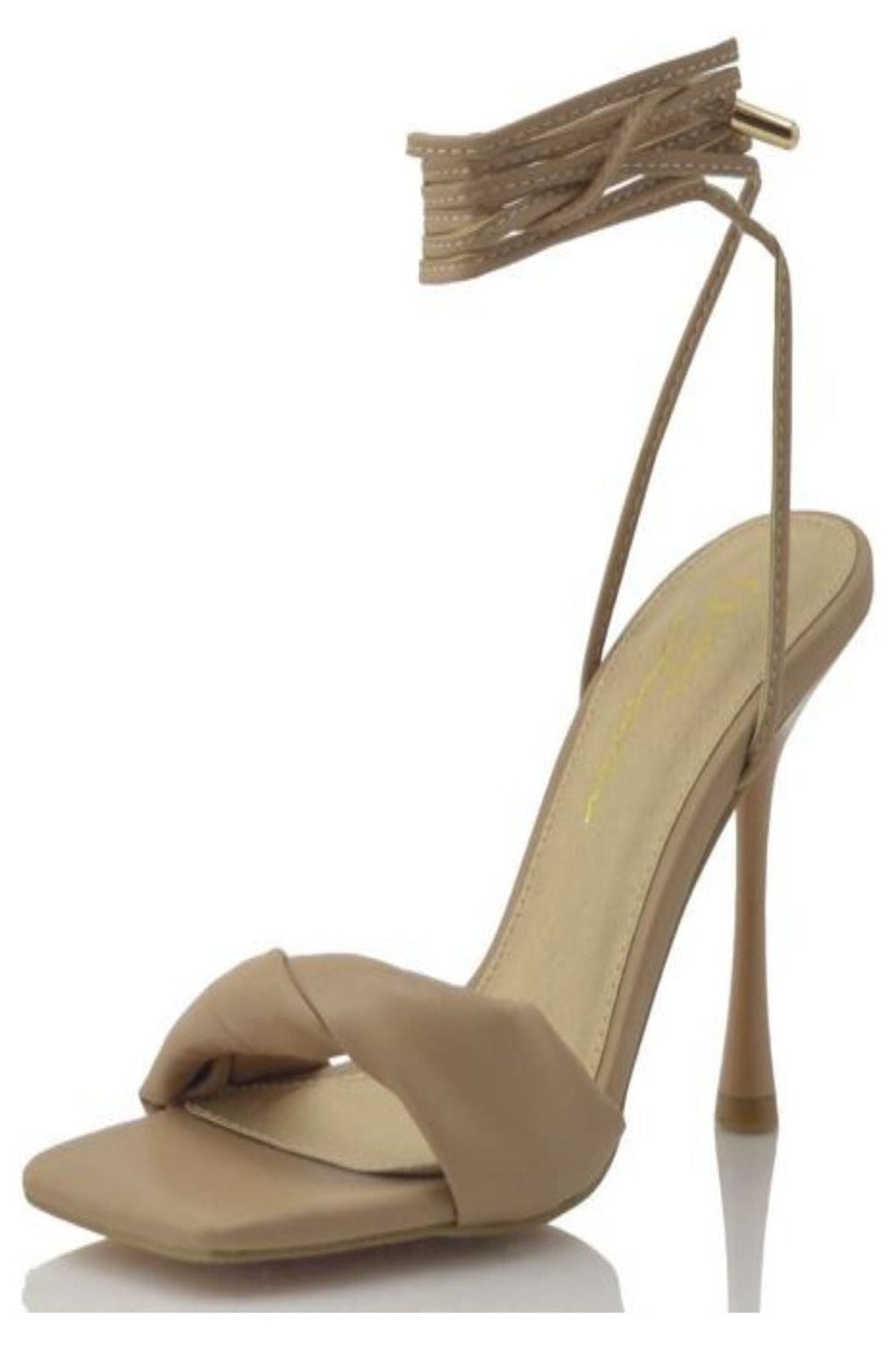 Twist Strap Heel- Nude | Swank Boutique