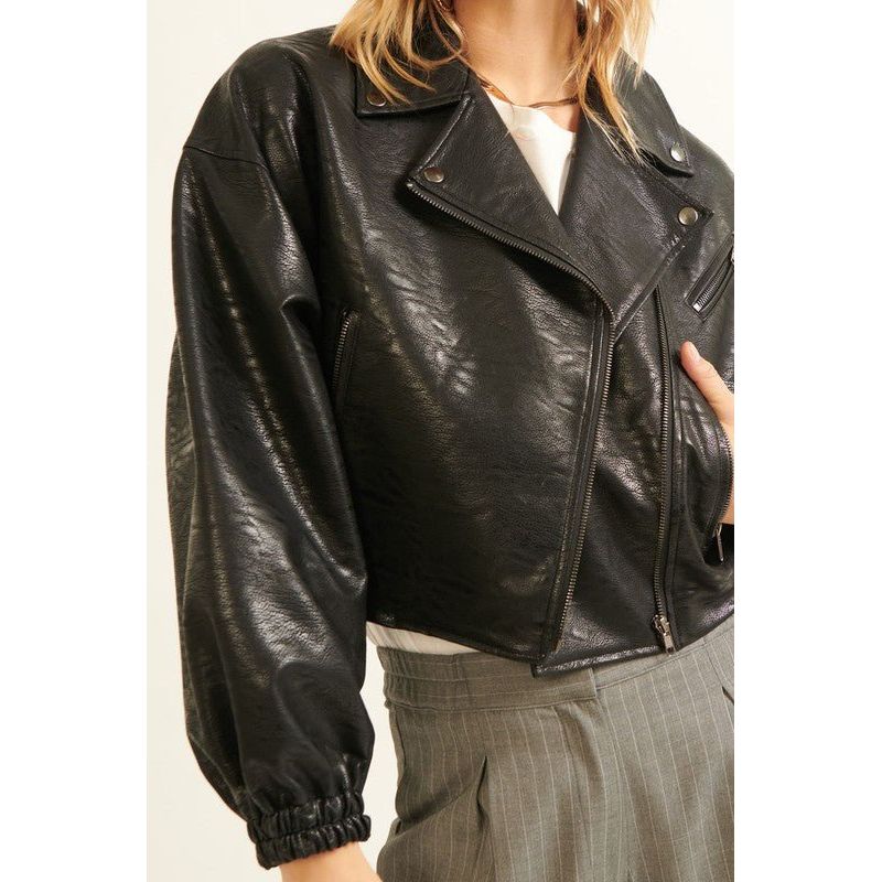 Faux Leather Bomber Jacket | Swank Boutique