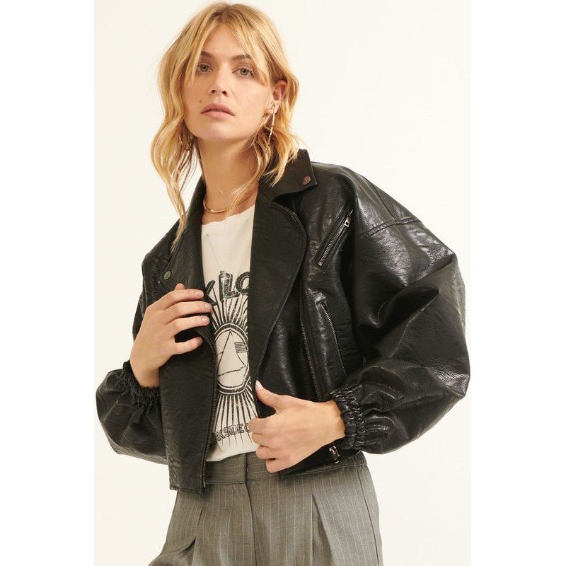 Faux Leather Bomber Jacket | Swank Boutique