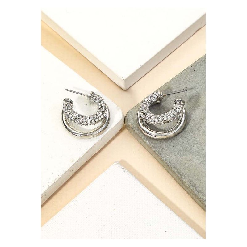 Double Pave Hoop- Silver | Swank Boutique