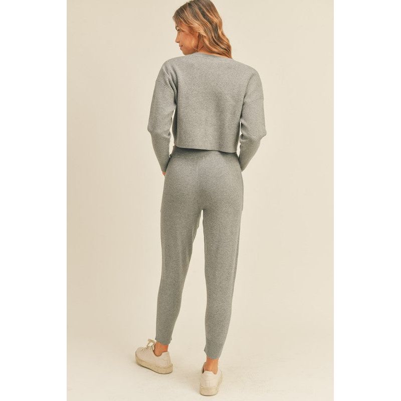 Knit Jogger Set- Bottom- Grey | Swank Boutique