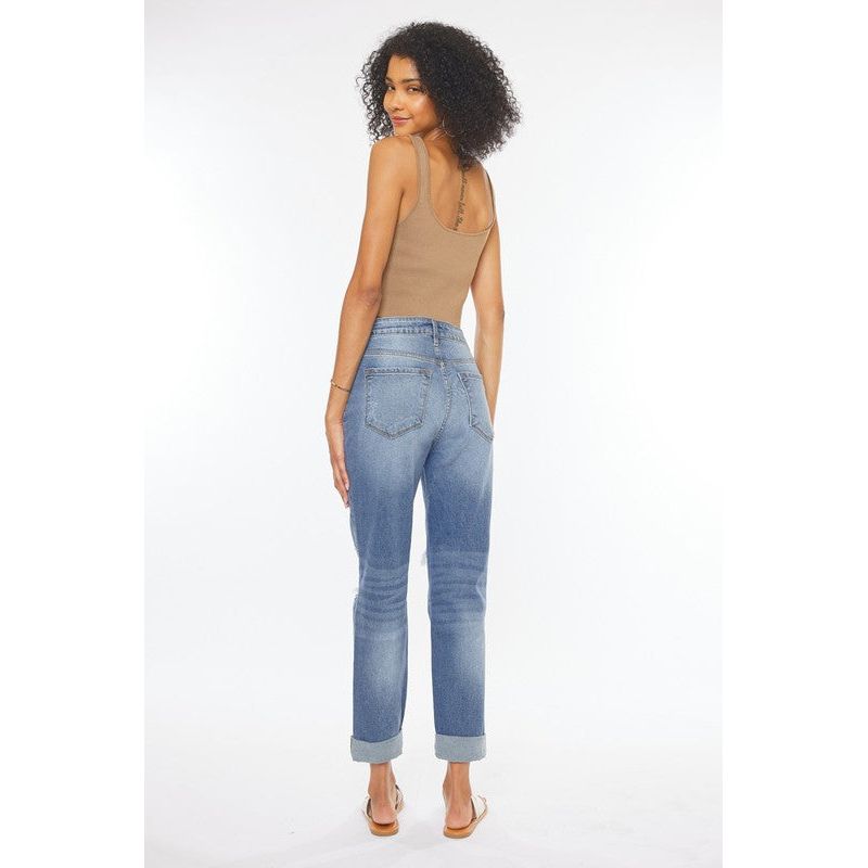 Distressed Cuffed Mom Jean | Swank Boutique