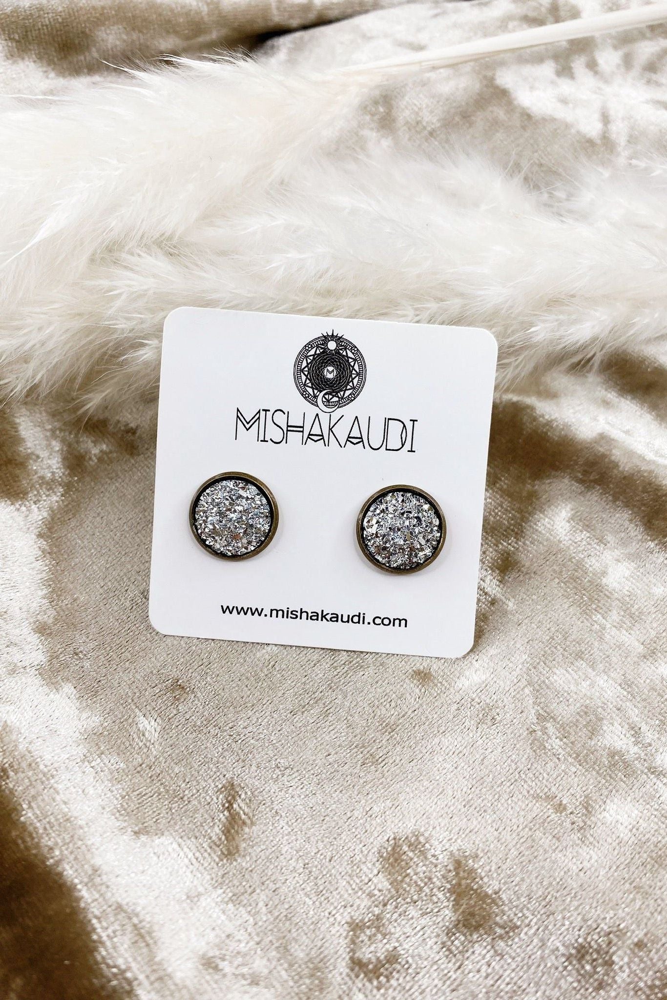 Druzy Earring - Grey | Swank Boutique