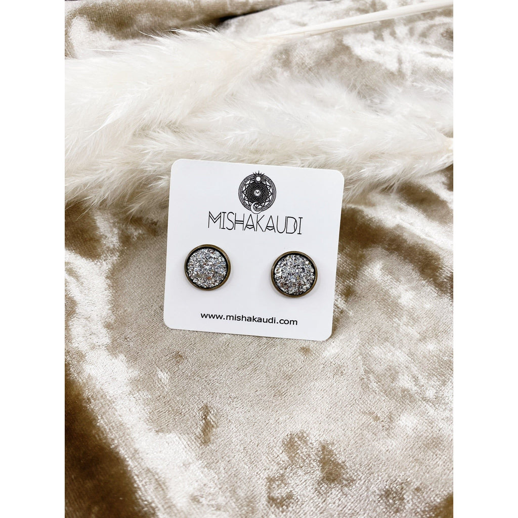 Druzy Earring - Grey | Swank Boutique