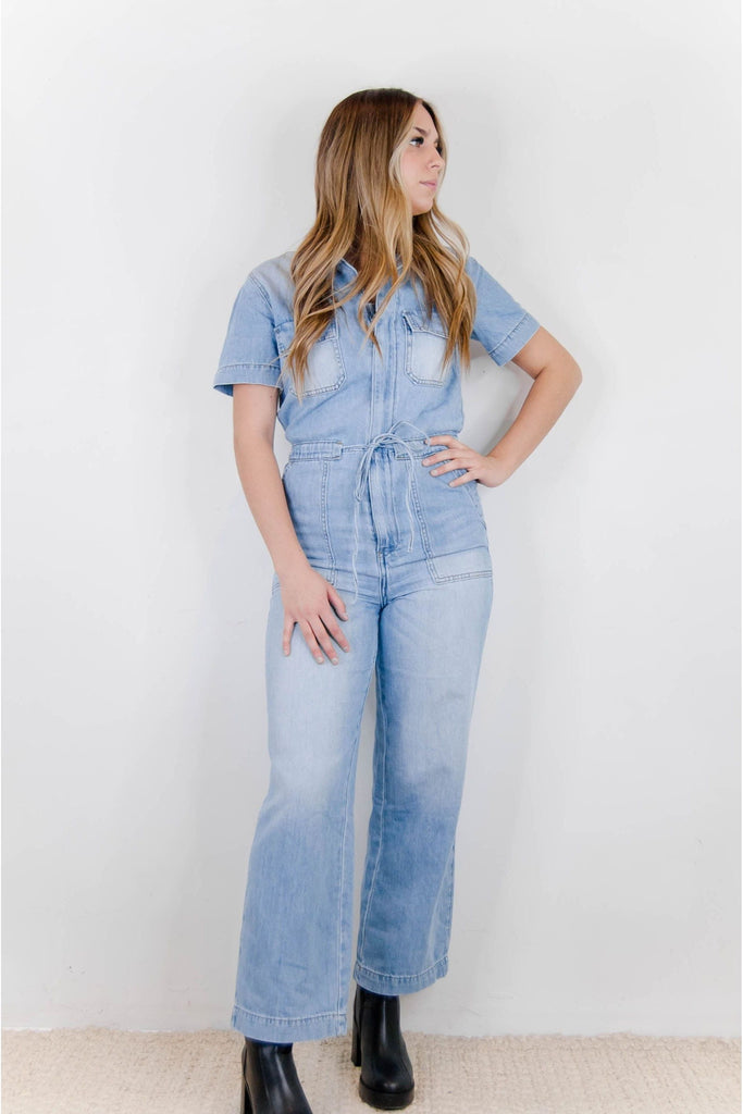 Wide-Leg Denim Jumpsuit | Swank Boutique