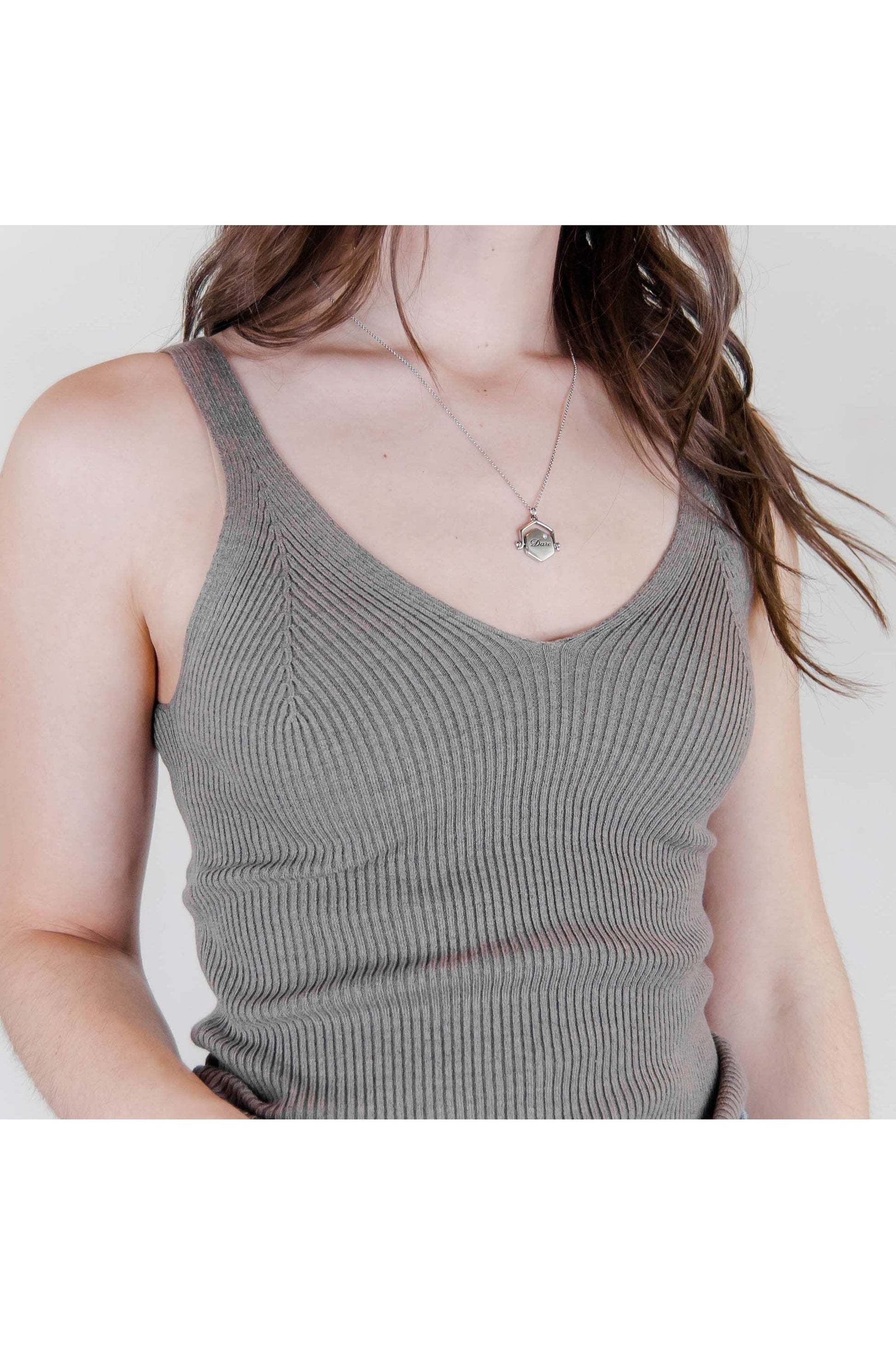 Ribbed Knit Tank Top - Heather Grey | Swank Boutique