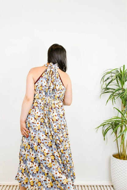 Flower Print Pleated Dress | Swank Boutique