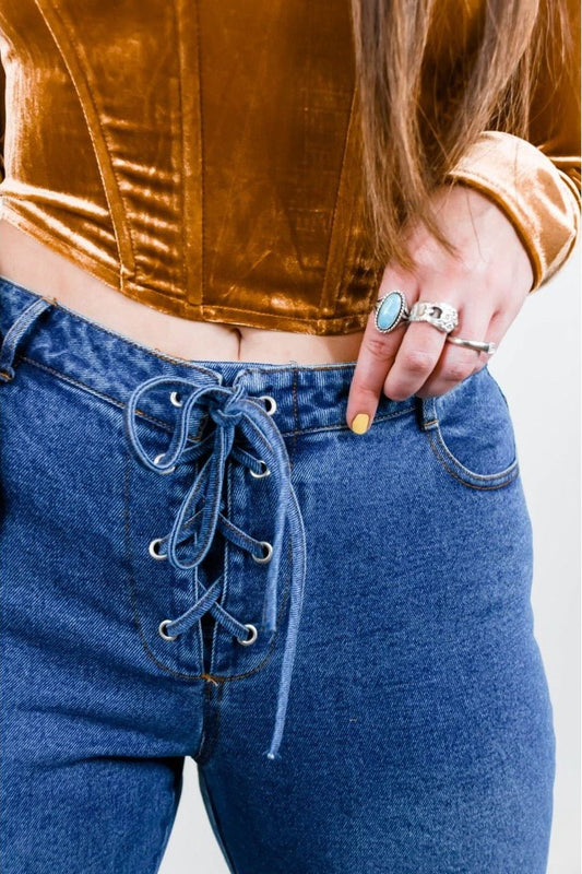 Retro Lace Up Jean | Swank Boutique