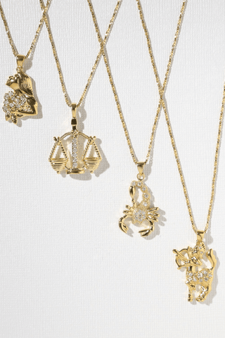 Vanessa Mooney Star Zodiac 24k Gold Plated Necklace | Swank Boutique