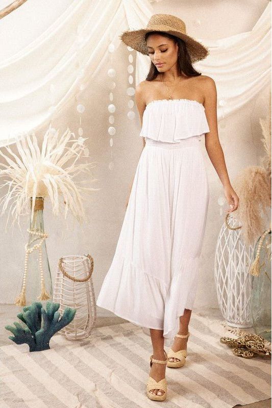 Pearl Cloud Strapless Jumpsuit | Swank Boutique