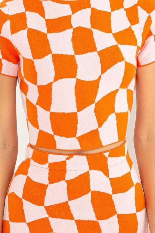 Sunset Checker Set - Top | Swank Boutique