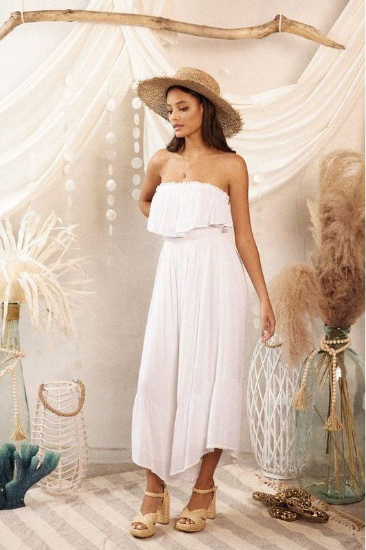 Pearl Cloud Strapless Jumpsuit | Swank Boutique