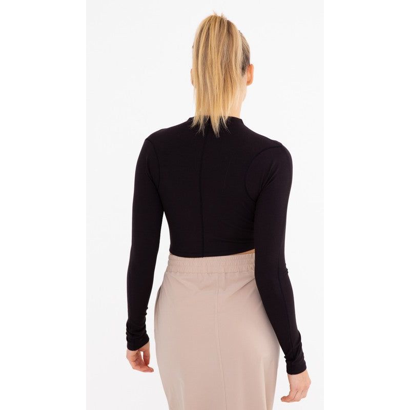 Ribbed Crop Long Sleeve - Black | Swank Boutique