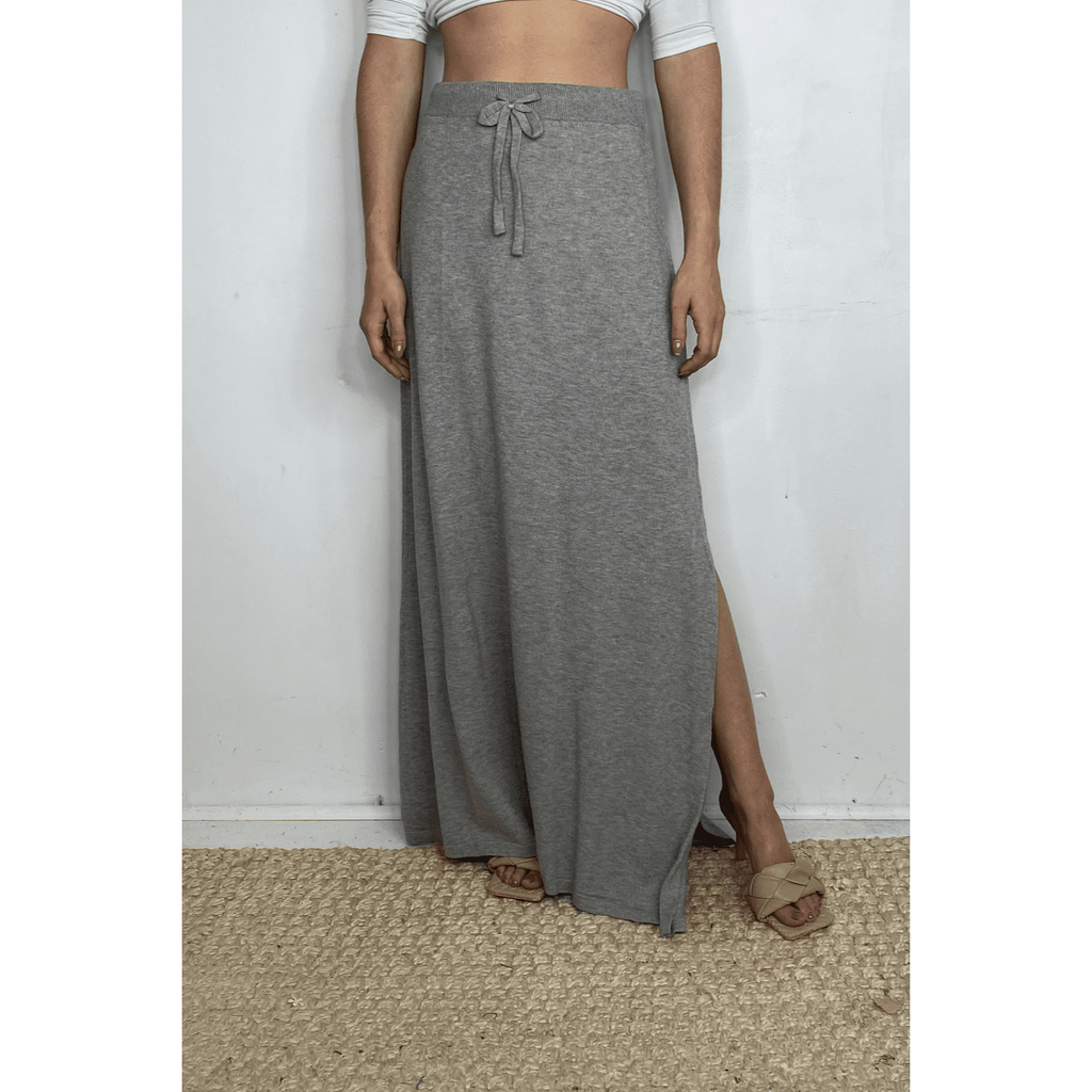 Side Slit Sweater Skirt- Grey | Swank Boutique
