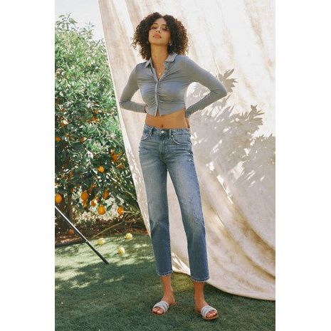 High Rise Slim Straight Jeans | Swank Boutique