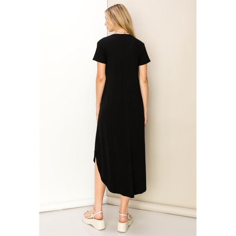 Simple V Neck Midi Dress | Swank Boutique