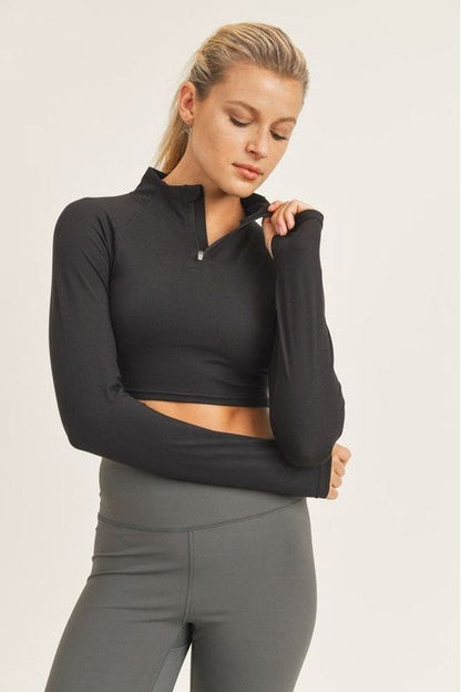 Half Zip Crop Top | Swank Boutique