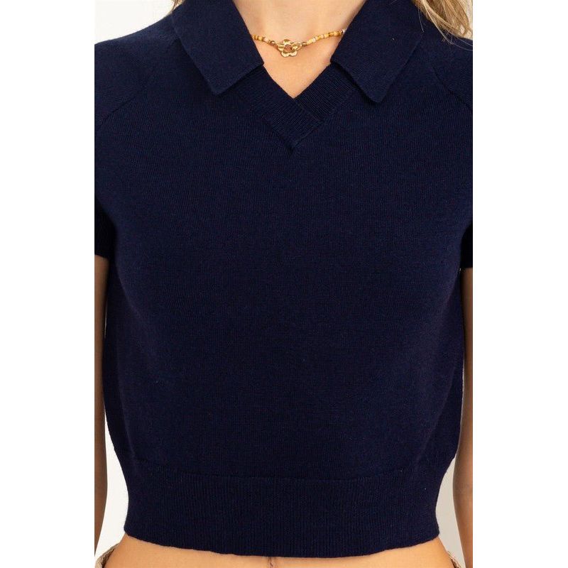 Collared Crop Tee | Swank Boutique