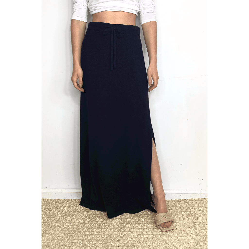 Side Slit Sweater Skirt- Black | Swank Boutique